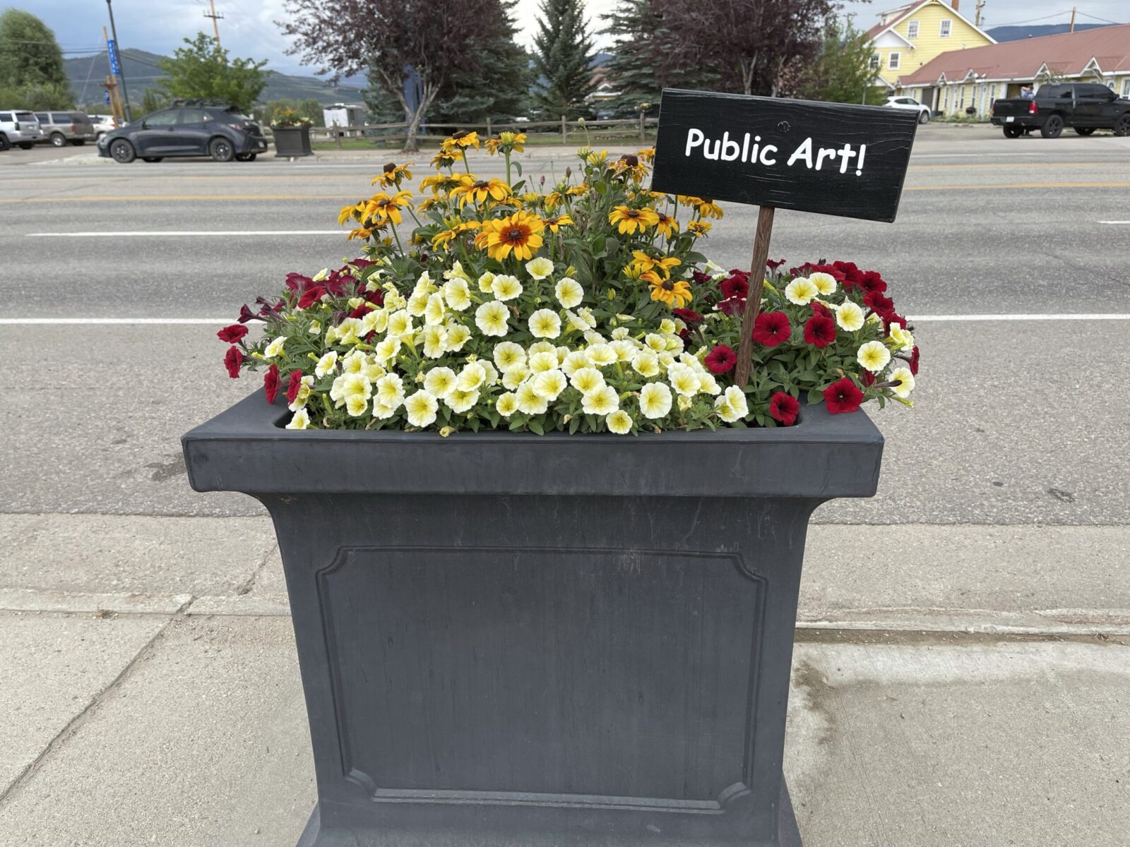 flower box with sign