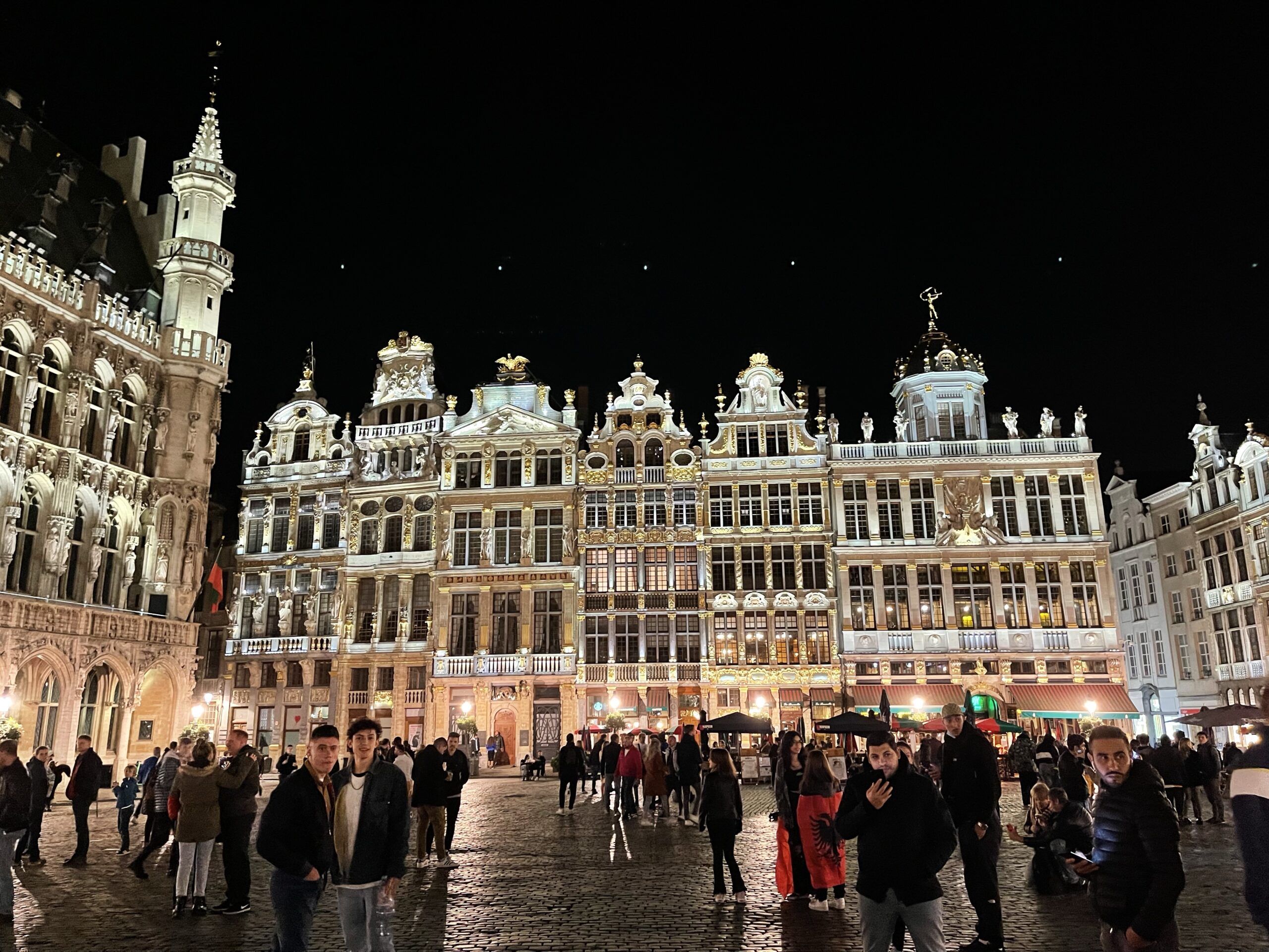 lighted buildings in Brussels