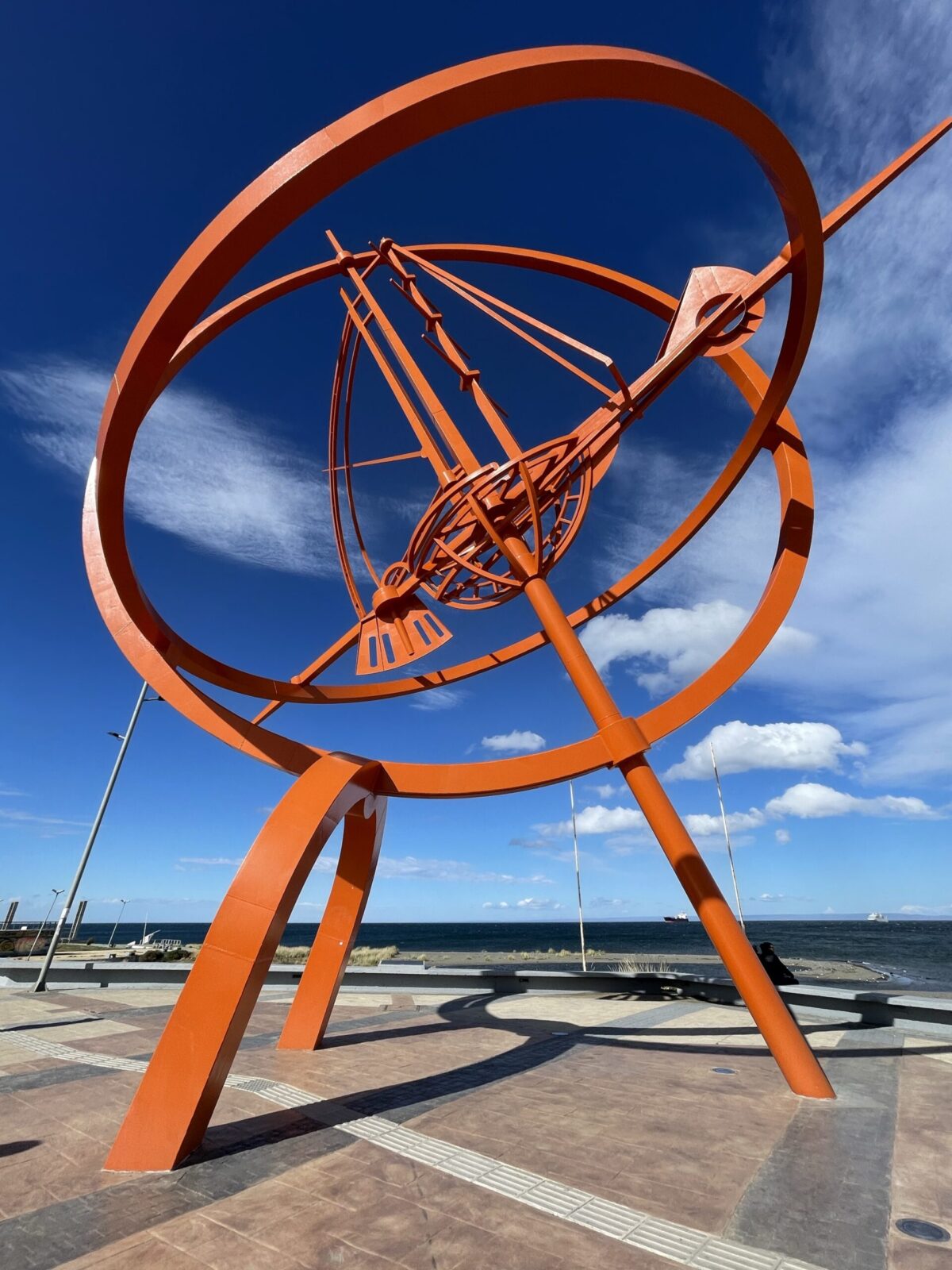 Orange ship sculpture