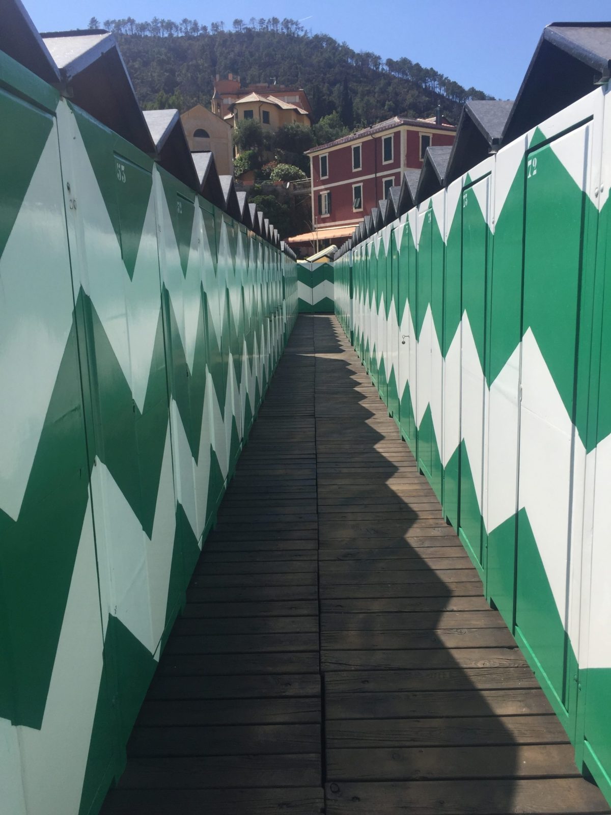 green and white changing rooms