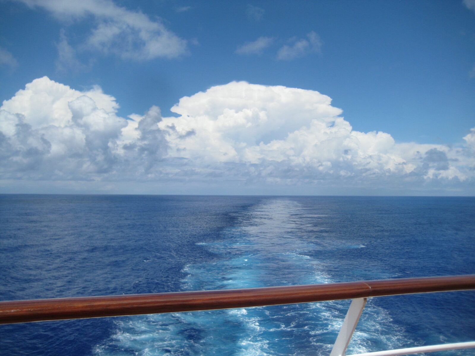 blue water behind the ship