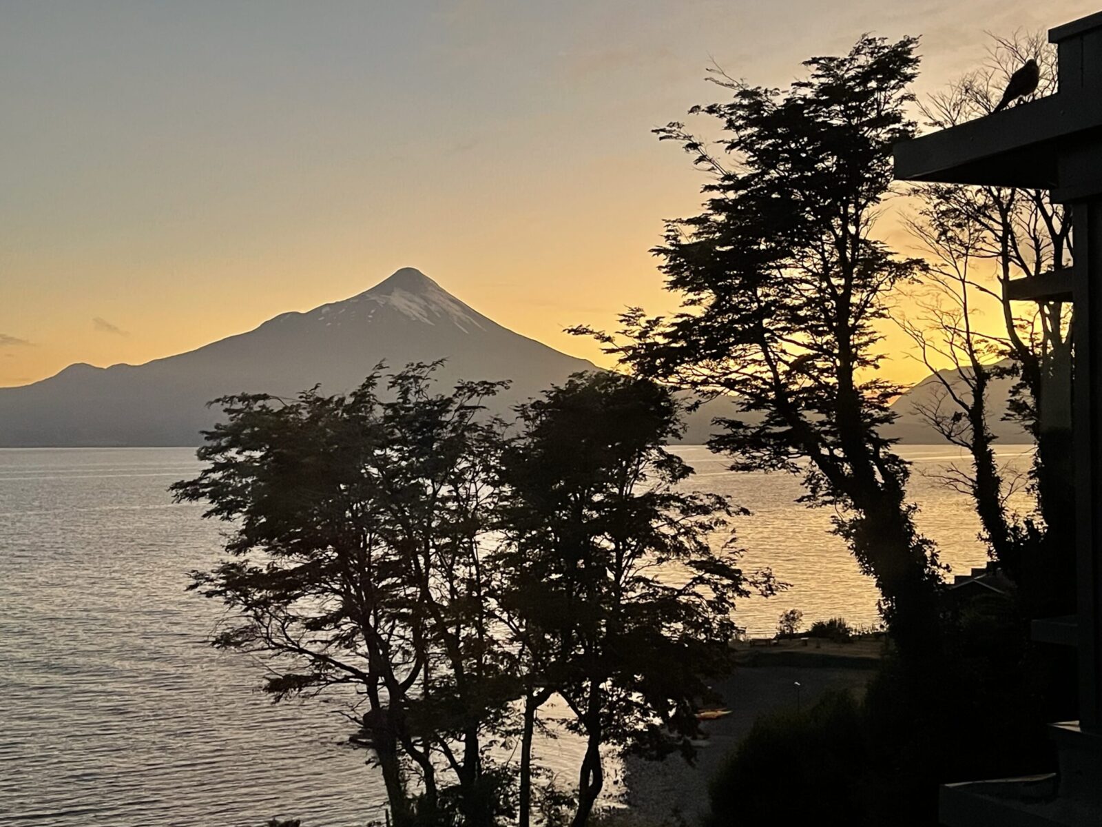 Landscape with lake and volcano Chile