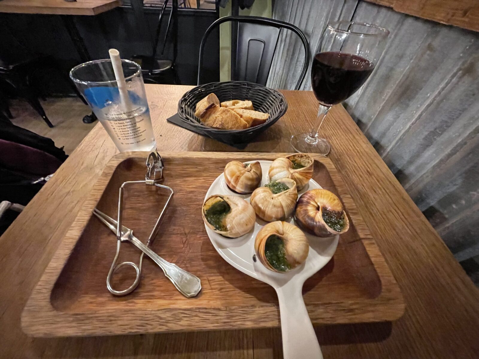 Escargot and wine