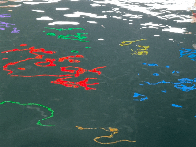 colored reflections in the water-Venice