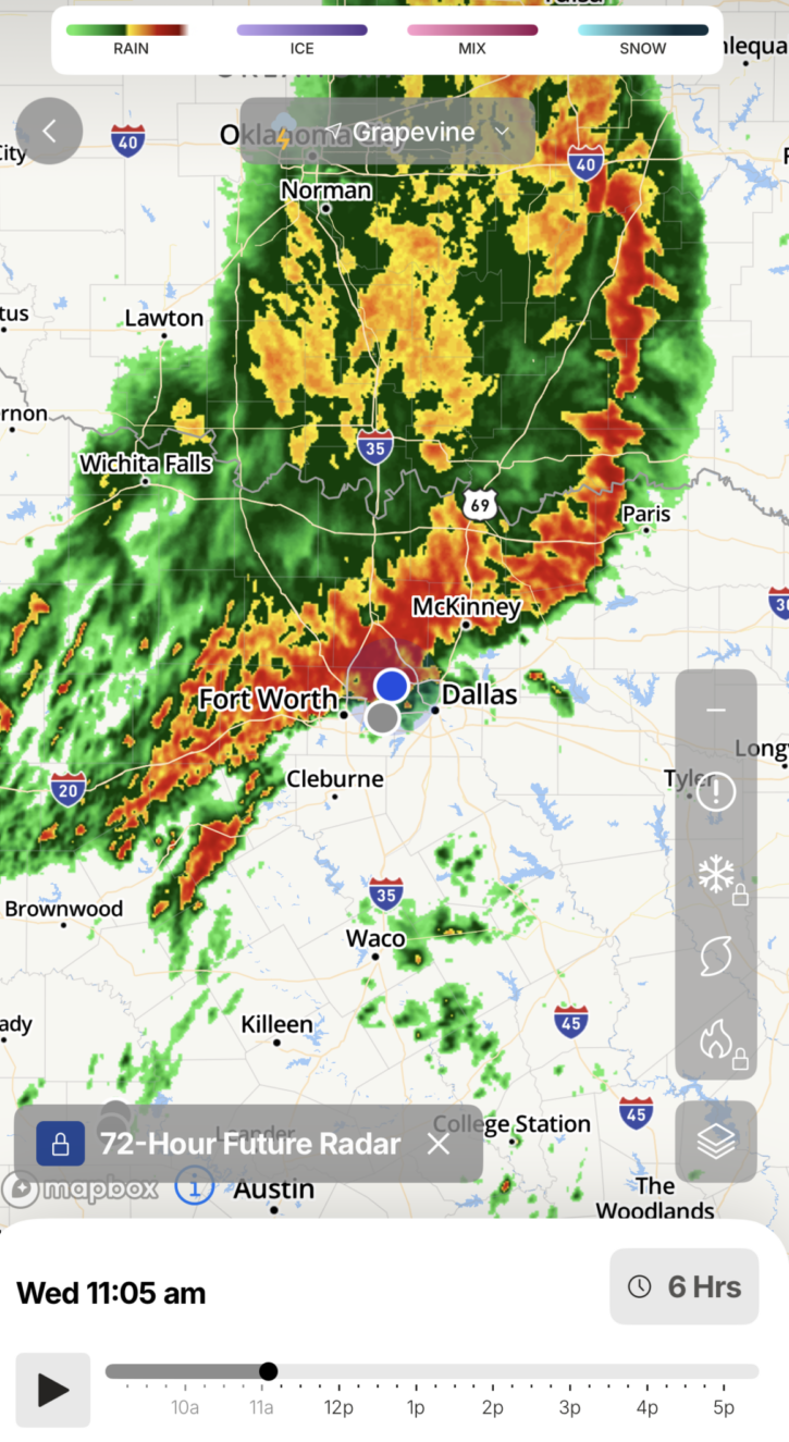 phone screenshot of bad weather approaching